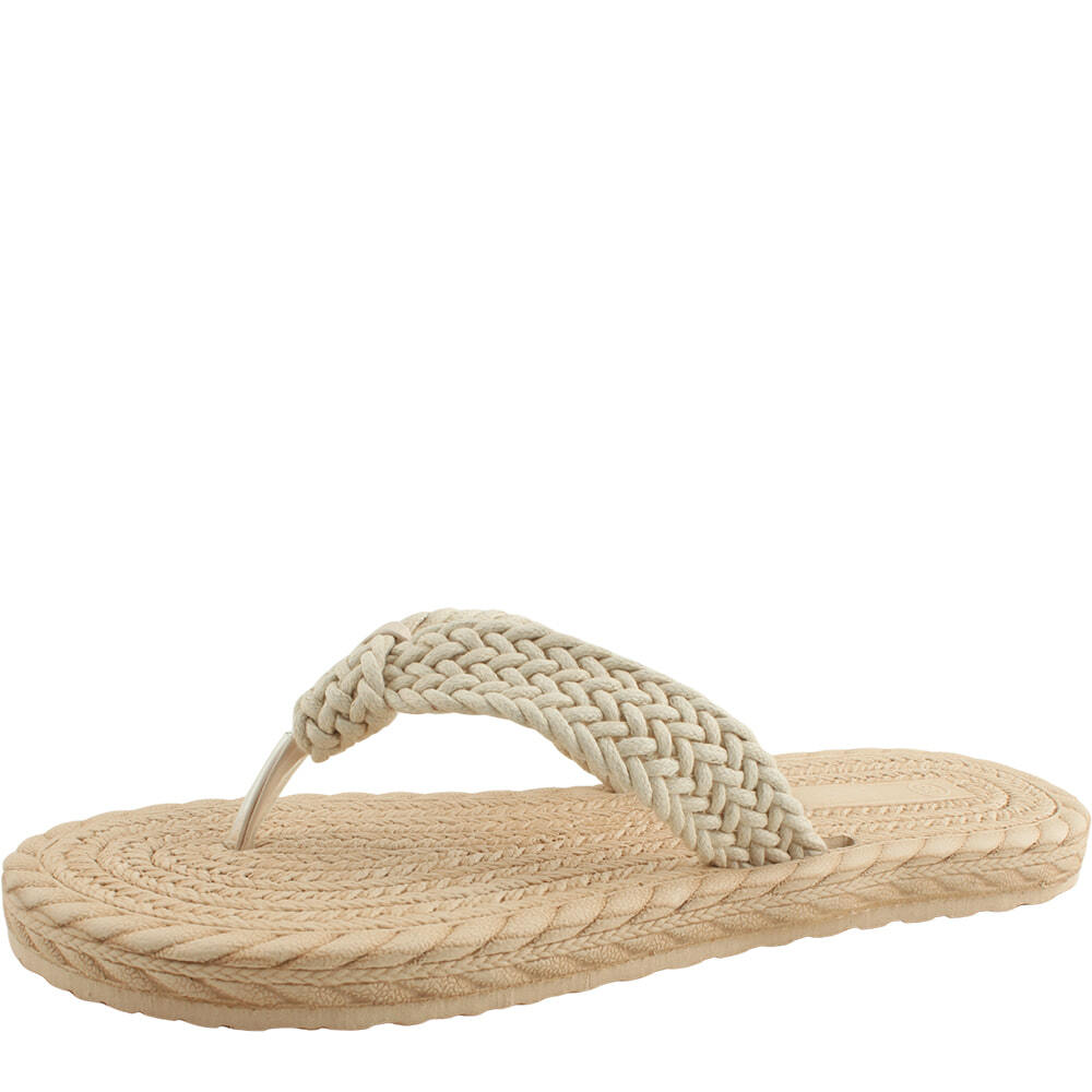 Woven rattan lightweight cushion slippers beige