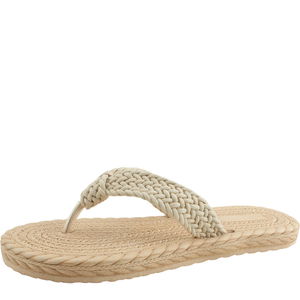 Woven rattan lightweight cushion slippers beige
