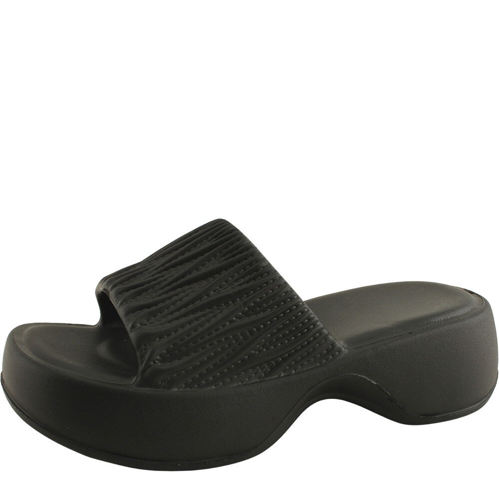 Zebra high heel mid heel slippers 5cm black
