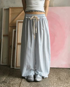 Niku Stripe Frill Banding Wide Pants