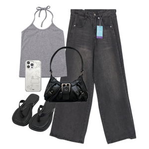 jeans,sleeveless,sandals 코디