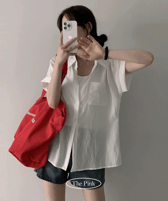 Shumin Overfit See-through Roll-up Shirt + Sleeveless Set