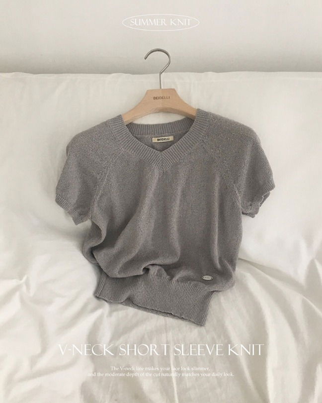 New of Cap Sleeve V-Neck Short Sleeve Knit