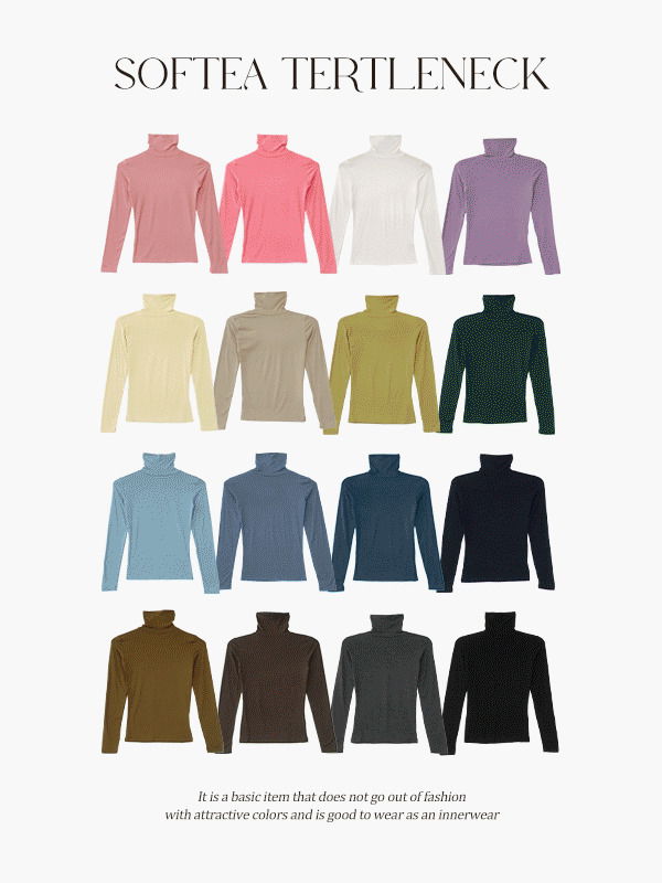 Softy Spring Turtleneck Slim Tight Daily T-shirt Date Look/Guest Look/Inner Tee 針織衫