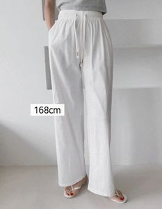 Linen Touch 11 Banding Stitch Wide Pants