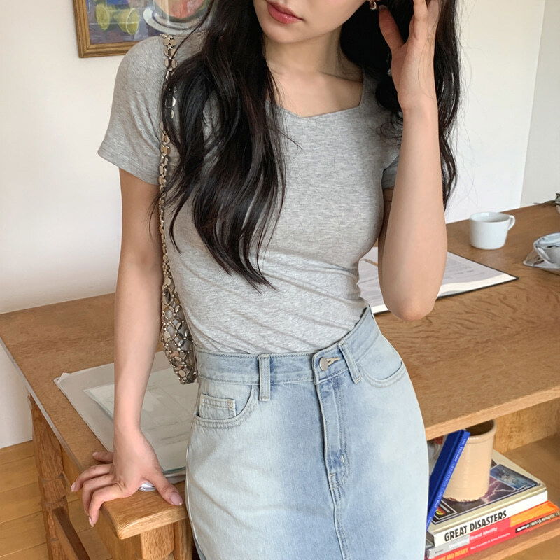Noite Modal Heart Neck Short Sleeve T-Shirt