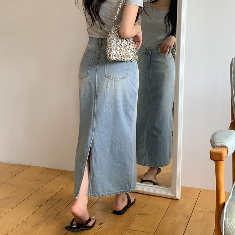 Poling denim long skirt