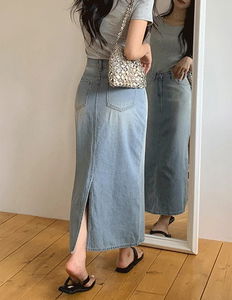 Poling denim long skirt