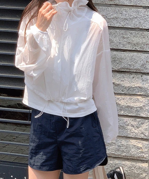 Sable Crop String Windbreaker Jacket -3color