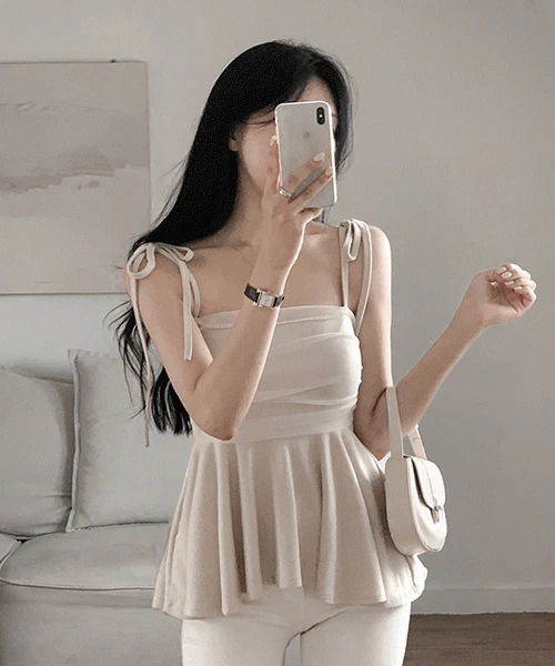 엔젤 샤샤 레이스 리본 플레어 나시