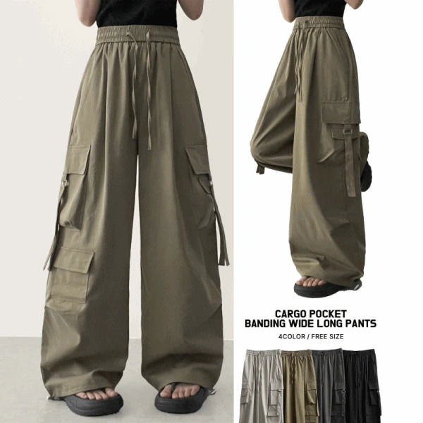 Send Banding Two Pocket Cargo Wide Pants