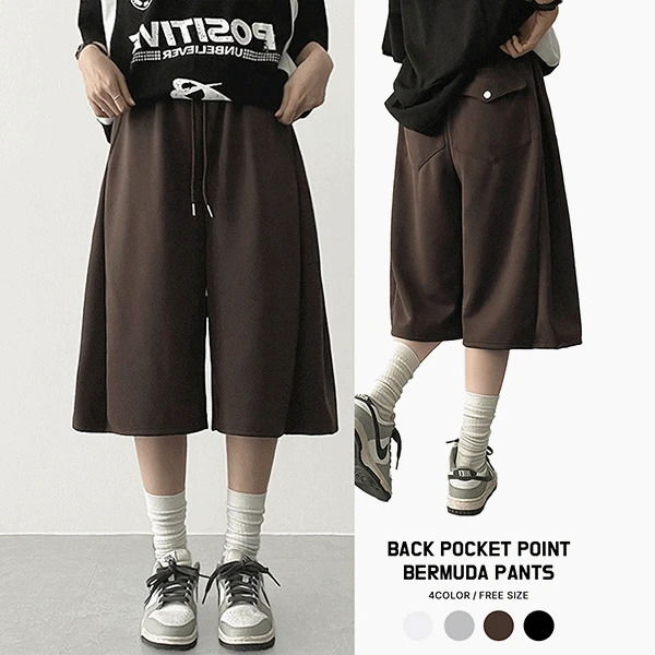 Lar side pin tuck back pocket training bermuda shorts