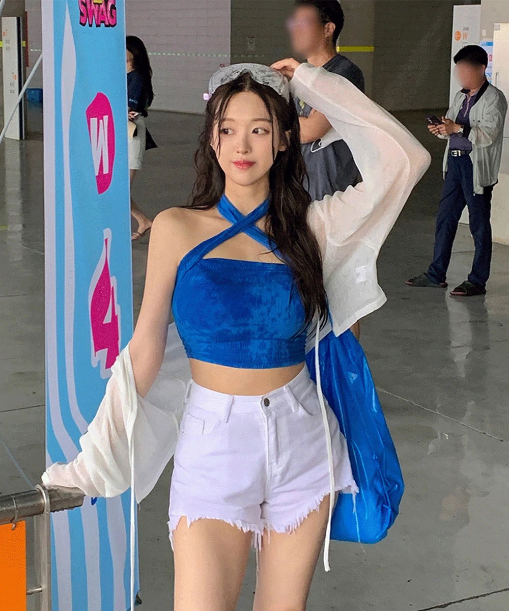 *Choose length* See-through ribbon V-Neck V-neck cardigan crop bolero long sleeve outer layered summer casual item daily look vacation look resort look festival look water bomb drenched show white black