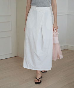 Tonybe Nylon Banding Point Pintuck Long Skirt
