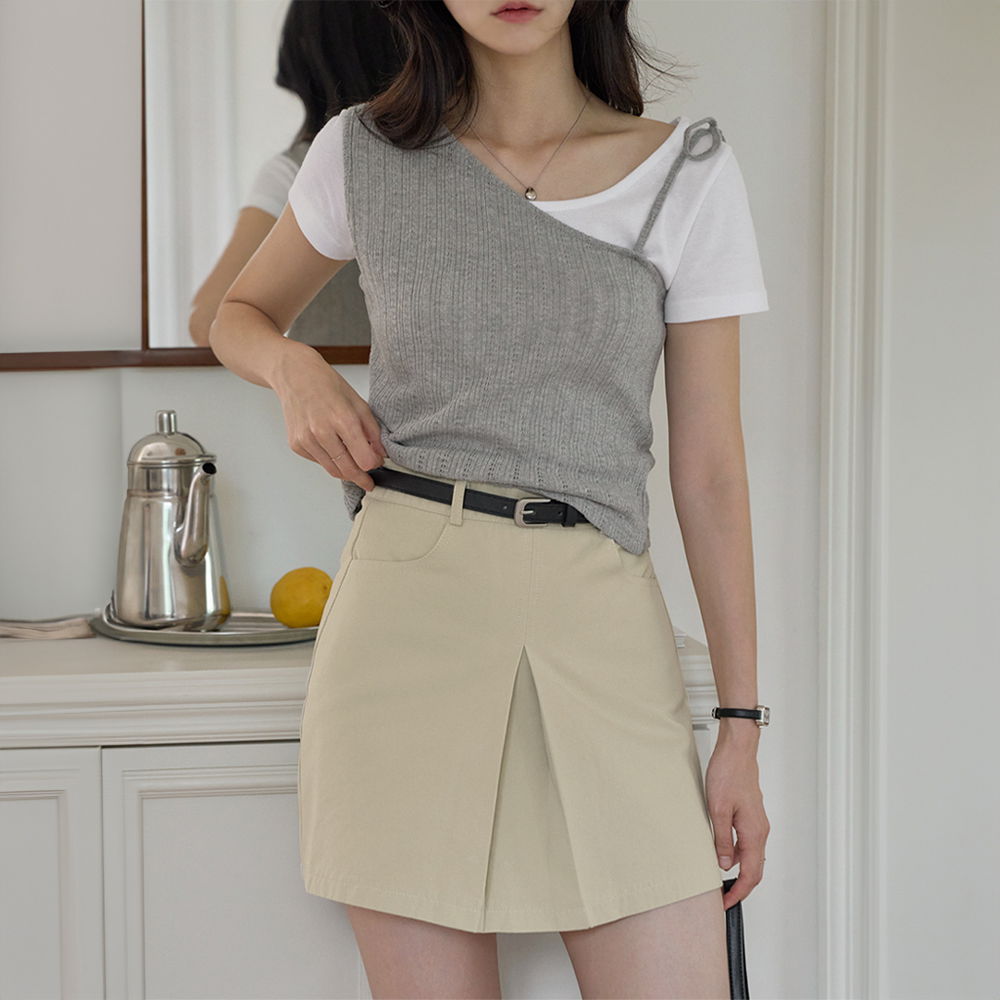 Bentodi Unbalanced Punching Strap Knit Sleeveless