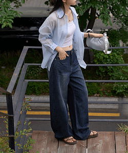 Bioden Summer Washing Denim Wide Pants