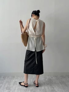 Ringkle String Sleeveless Blouse