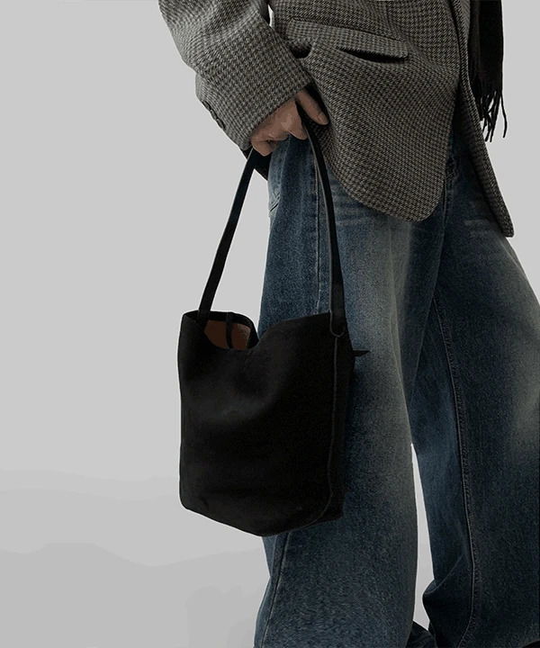 Cream Real Cowhide Suede Shoulder Bag
