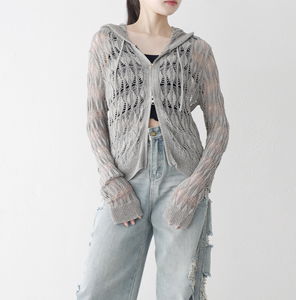 Lape Hood Knitwear Zip-up
