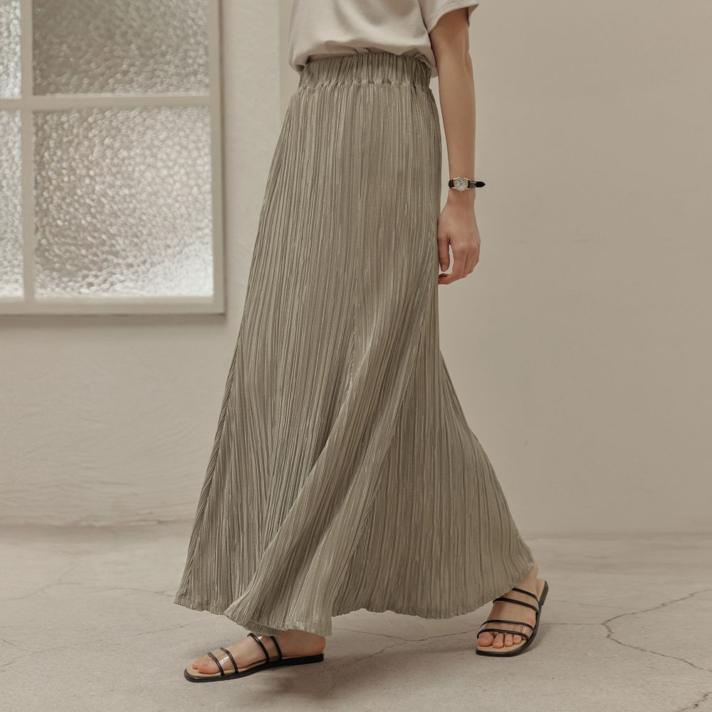 Avin Pleated Banding Long Skirt
