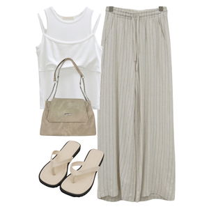 pants,sleeveless,sandals 코디