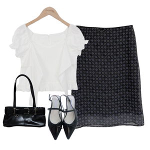 skirt,blouses,flats 코디