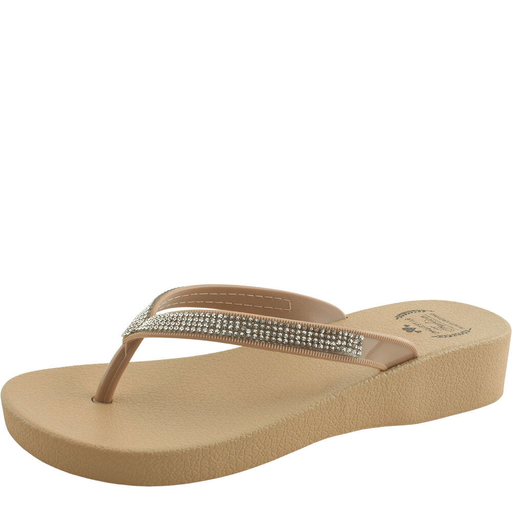 Cubic Strap Flip Flop Low Heel Slippers Jinbeige