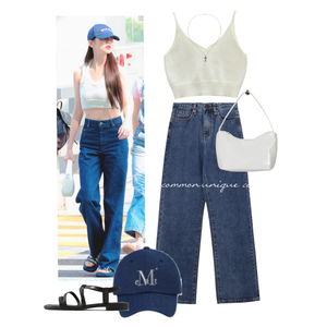k-pop,ootd,여름,니트,데님,모자,캡모자,샌들,데일리,일상,가방 코디