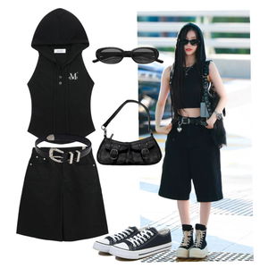 k-pop,ootd,black,올블랙,무채색,버뮤다팬츠,힙,hip,여름,데일리,일상 코디
