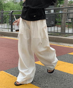 파카 스토퍼 벌룬 와이드 코튼 팬츠