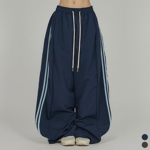 Nylon Colorblock Track Wide Pants PA033