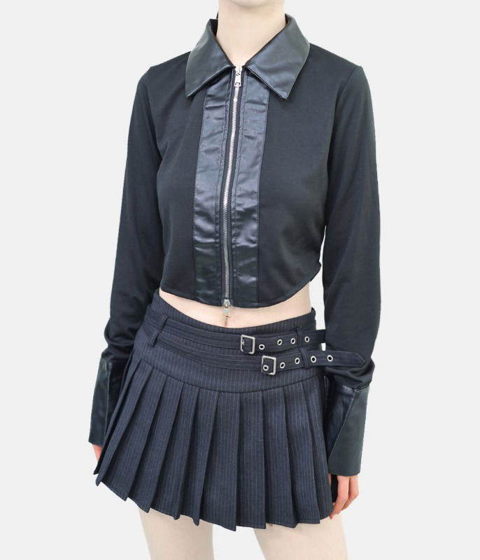 Esser leather color block shirt