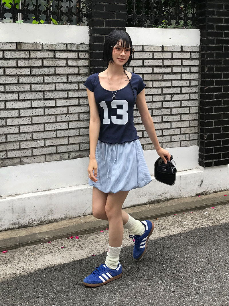 STRIPE BALLOON SKIRT (lemon / sora)