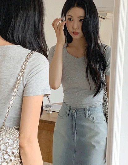노이트 모달 하트넥 반팔티