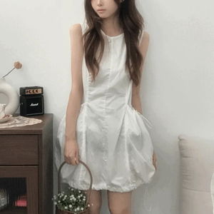 Alo Pumpkin Bubble Shirring Mini Dress 3color