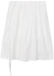 아킨 리본 핀턱 플레어 미디 스커트