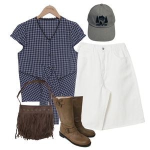 ShortPants,blouses,boots 코디
