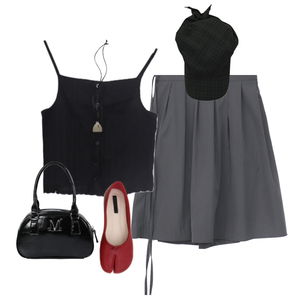 skirt,sleeveless,flats 코디