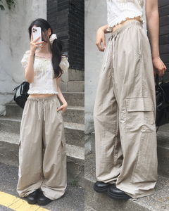 Lento String Stopper Cargo Rustle Two Way Wide Pants