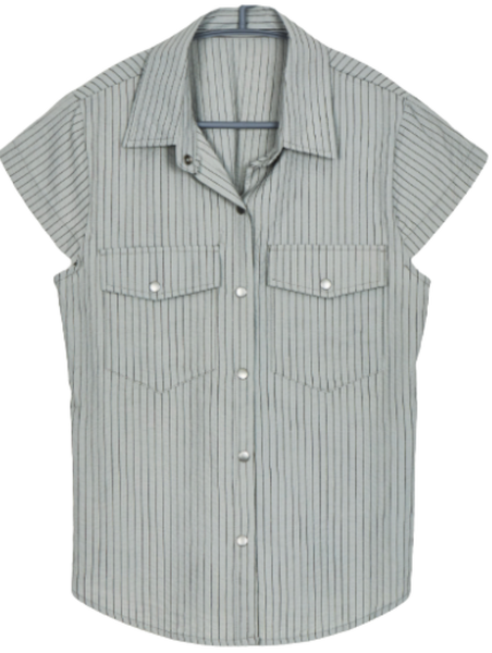 Two Pocket Stripe Short Sleeve Shirt SH017