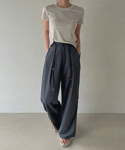 Raffle Summer Pintuck Nylon Jogger Wide Training Long Pants