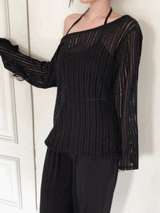 Summer Loose-fit see-through knitwear t-shirt (3 colors)