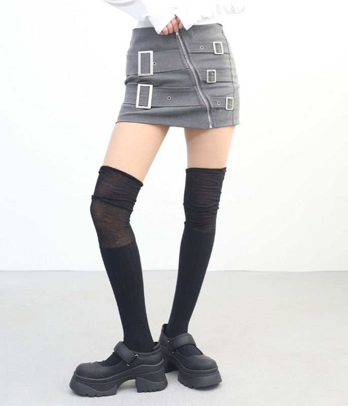 Rachel diagonal zipper skirt