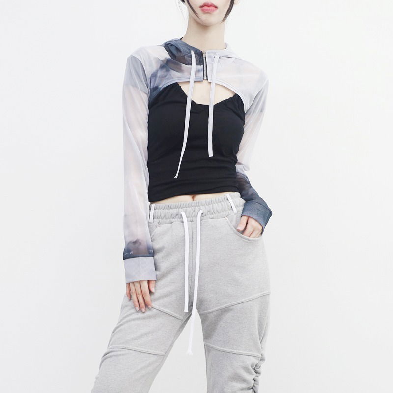 Geo Tie Dye Sheer Bolero Hood