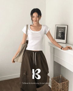 [5color] アウト、Uネック半袖Tシャツ