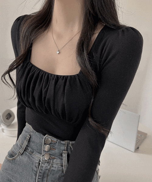볼륨업 블러썸 셔링 긴팔티셔츠