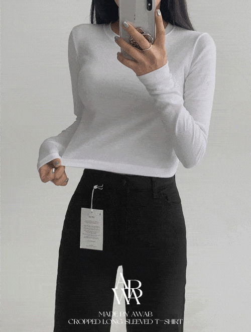 #AWABMADE:_Basic Round Cropped Long Sleeve Tee -3color