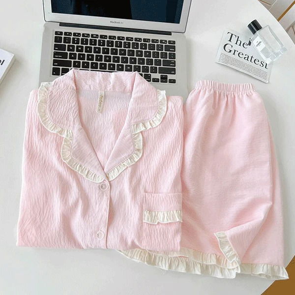 棉花糖荷葉邊睡衣套裝 (人氣商品配送延遲)