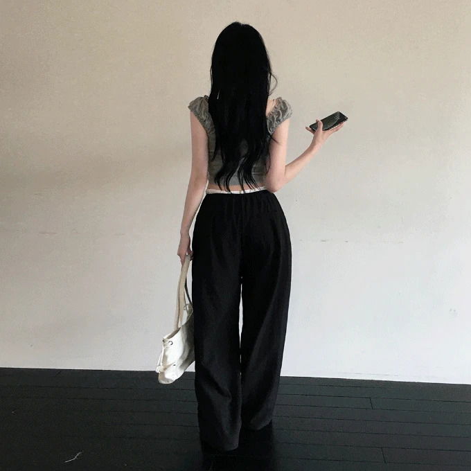 Philin Layered Color Blocking Banding Wide Pants -4 Colors