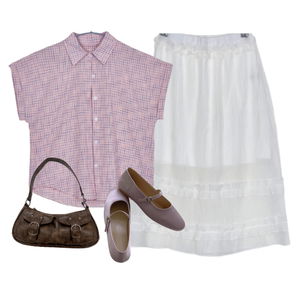 skirt,shirt,flats 코디